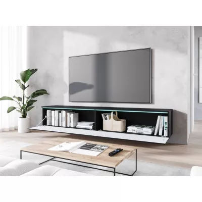 TV állvány CERIEE 180 - fekete grafit / halszálkamintás