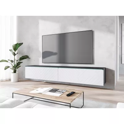 TV állvány CERIEE 180 - matera / halszálkamintás, fehér