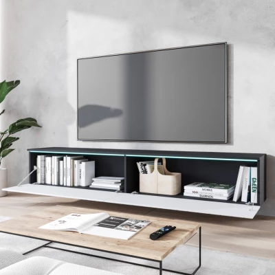TV állvány CERIEE 180 - matera / halszálkamintás, fehér
