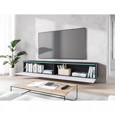 TV állvány CERIEE 180 - matera / halszálkamintás, fehér