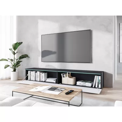 TV állvány CERIEE 180 - matera / halszálkamintás, fehér