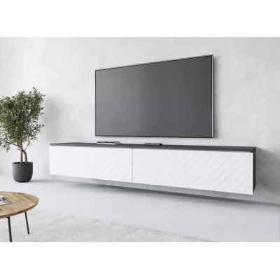 TV állvány CERIEE 180 - matera / halszálkamintás, fehér