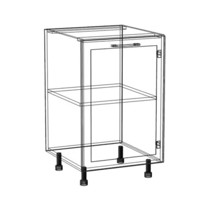Alsó konyhaszekrény ARACY - szélesség 50 cm, szürke / fehér, lábak 10 cm