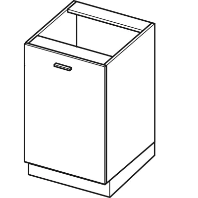 Alsó konyhaszekrény ARACY - szélesség 50 cm, szürke / fehér, lábak 10 cm