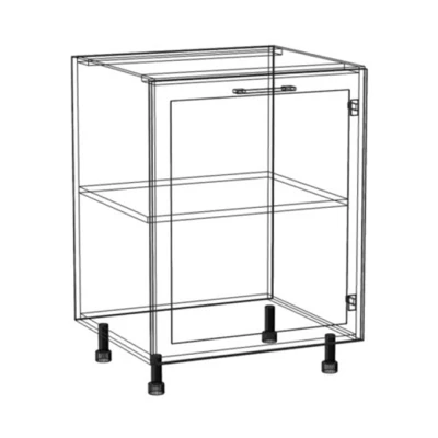 Konyhaszekrény polccal ARACY - szélesség 60 cm, fehér, lábak 10 cm