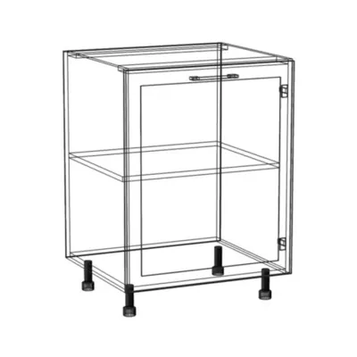 Konyhaszekrény polccal ARACY - szélesség 60 cm, fehér, lábak 10 cm