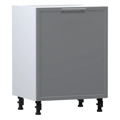 Konyhaszekrény polccal ARACY - szélesség 60 cm, szürke / fehér, lábak 10 cm