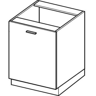 Konyhaszekrény polccal ARACY - szélesség 60 cm, szürke / fehér, lábak 10 cm