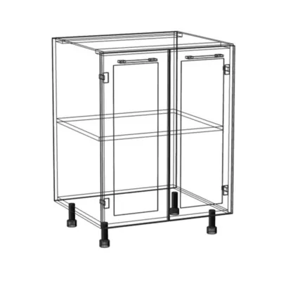 Alsó kétajtós szekrény ARACY - szélesség 60 cm, fehér, lábak 15 cm