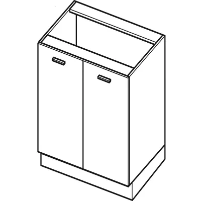 Alsó kétajtós szekrény ARACY - szélesség 60 cm, szürke / fehér, lábak 15 cm