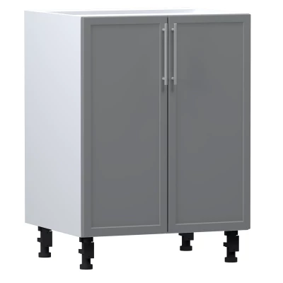 Alsó kétajtós szekrény ARACY - szélesség 60 cm, szürke / fehér, lábak 15 cm