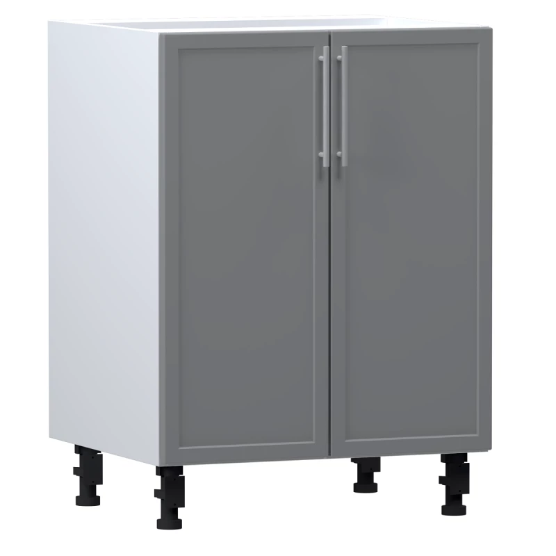 Alsó kétajtós szekrény ARACY - szélesség 60 cm, szürke / fehér, lábak 15 cm