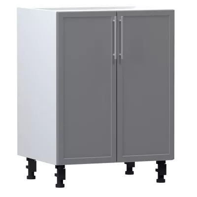 Alsó kétajtós szekrény ARACY - szélesség 60 cm, szürke / fehér, lábak 15 cm