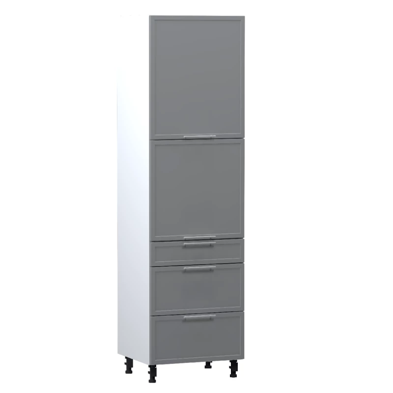 ARACY kombinált élelmiszerszekrény - szélesség 60 cm, szürke / fehér, lábak 10 cm