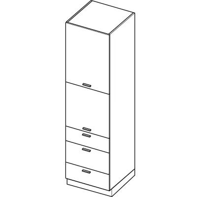 ARACY kombinált élelmiszerszekrény - szélesség 60 cm, szürke / fehér, lábak 15 cm
