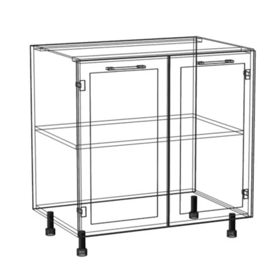 Kétajtós konyhaszekrény ARACY - szélesség 80 cm, fehér, lábak 15 cm