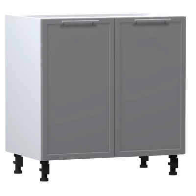 Kétajtós konyhaszekrény ARACY - szélesség 80 cm, szürke / fehér, lábak 10 cm