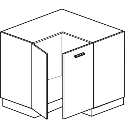 ARACY alsó sarokszekrény - szélesség 90 cm, szürke / fehér, lábak 10 cm