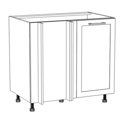 Bővített sarokszekrény ARACY - szélesség 105 cm, fehér, lábak 10 cm, bal oldali