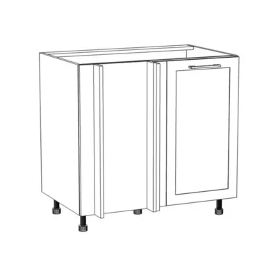 Bővített sarokszekrény ARACY - szélesség 105 cm, fehér, lábak 10 cm, bal oldali