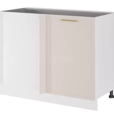 Bővített sarokszekrény ARACY - szélesség 105 cm, fehér, lábak 10 cm, bal oldali