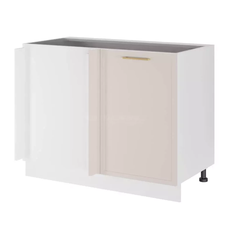 Bővített sarokszekrény ARACY - szélesség 105 cm, fehér, lábak 10 cm, bal oldali