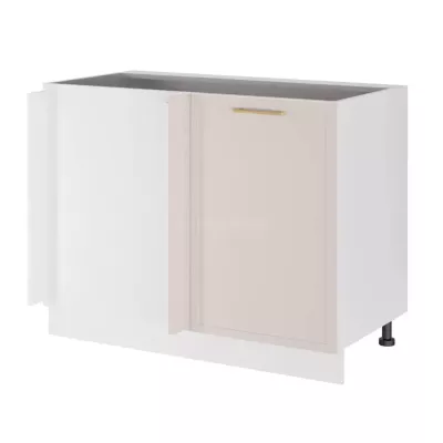 Bővített sarokszekrény ARACY - szélesség 105 cm, fehér, lábak 10 cm, bal oldali