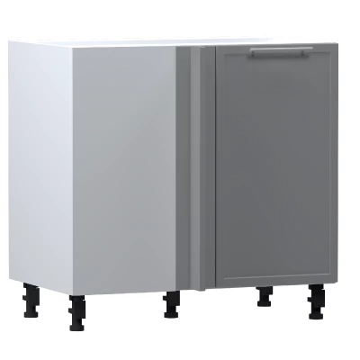 Bővített sarokszekrény ARACY - szélesség 105 cm, szürke / fehér, lábak 10 cm, bal oldali