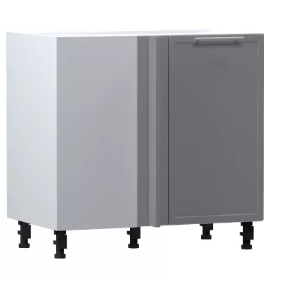 Bővített sarokszekrény ARACY - szélesség 105 cm, szürke / fehér, lábak 15 cm, balos