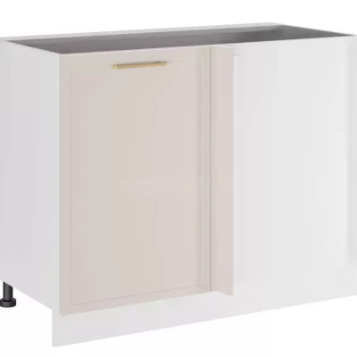 Bővített sarokszekrény ARACY - szélesség 105 cm, fehér, lábak 10 cm, jobb oldali