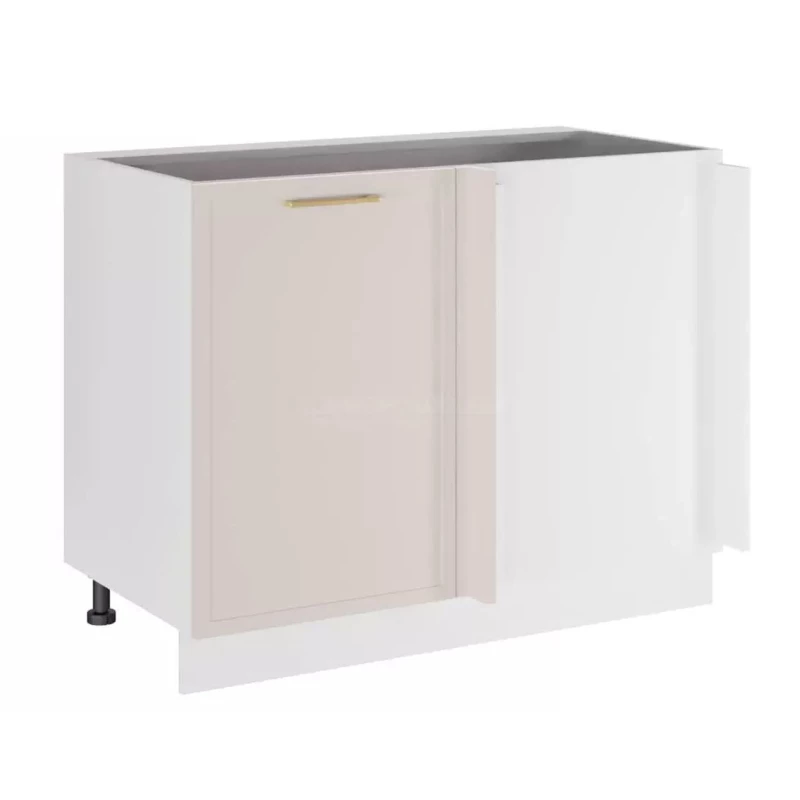 Bővített sarokszekrény ARACY - szélesség 105 cm, fehér, lábak 10 cm, jobb oldali
