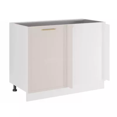 Bővített sarokszekrény ARACY - szélesség 105 cm, fehér, lábak 10 cm, jobb oldali