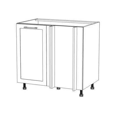 Bővített sarokszekrény ARACY - szélesség 105 cm, fehér, lábak 15 cm, jobb oldali