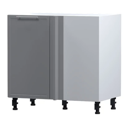 Bővített sarokszekrény ARACY - szélesség 105 cm, szürke / fehér, lábak 10 cm, jobb oldali