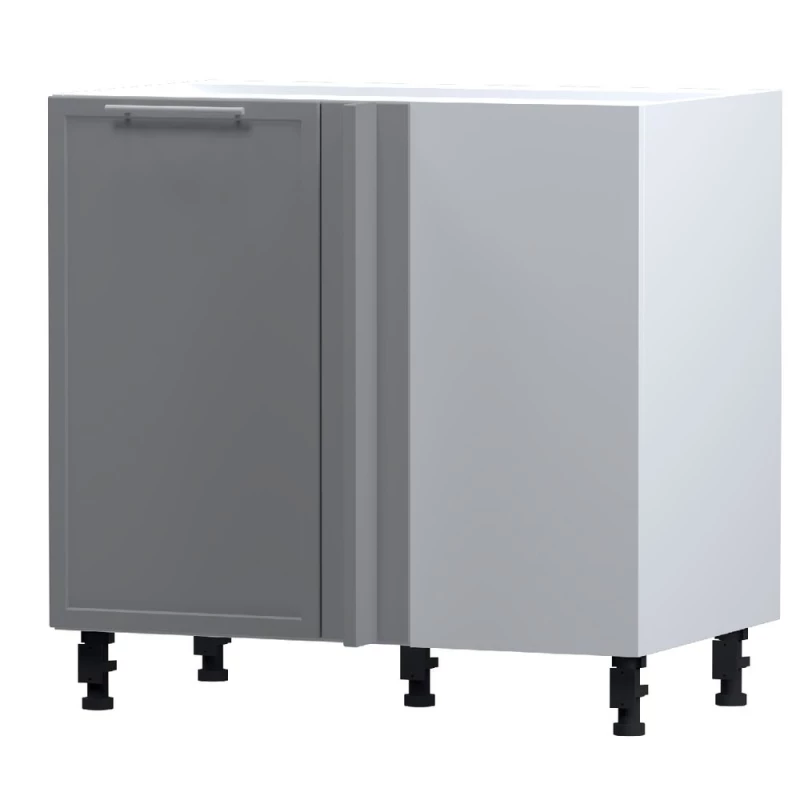 Bővített sarokszekrény ARACY - szélesség 105 cm, szürke / fehér, lábak 10 cm, jobb oldali