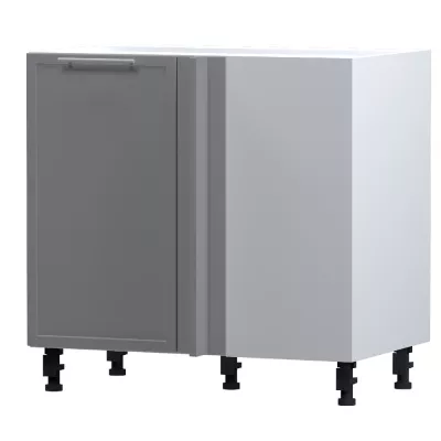 Bővített sarokszekrény ARACY - szélesség 105 cm, szürke / fehér, lábak 10 cm, jobb oldali