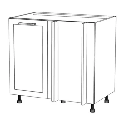 Bővített sarokszekrény ARACY - szélesség 105 cm, szürke / fehér, lábak 10 cm, jobb oldali
