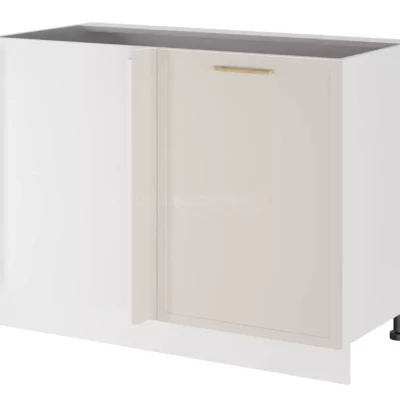 Bővített sarokszekrény ARACY - szélesség 110 cm, fehér, lábak 15 cm, balos