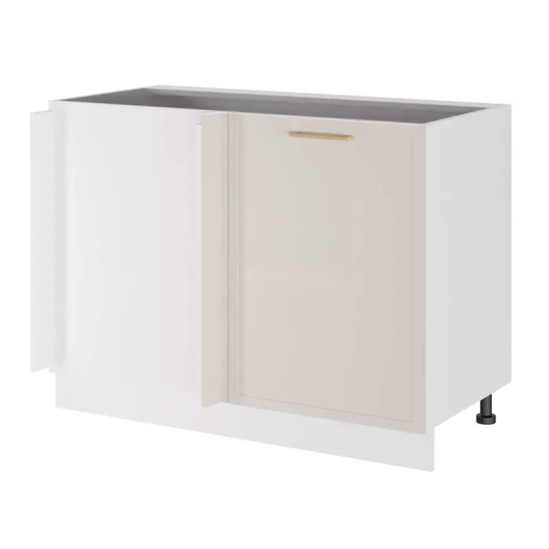 Bővített sarokszekrény ARACY - szélesség 110 cm, fehér, lábak 15 cm, balos