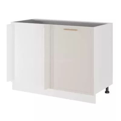 Bővített sarokszekrény ARACY - szélesség 110 cm, fehér, lábak 15 cm, balos