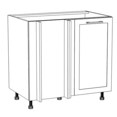 Bővített sarokszekrény ARACY - szélesség 110 cm, fehér, lábak 15 cm, balos