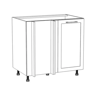 Bővített sarokszekrény ARACY - szélesség 110 cm, szürke / fehér, lábak 10 cm, bal oldali