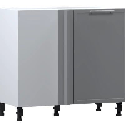 Bővített sarokszekrény ARACY - szélesség 110 cm, szürke / fehér, lábak 10 cm, bal oldali