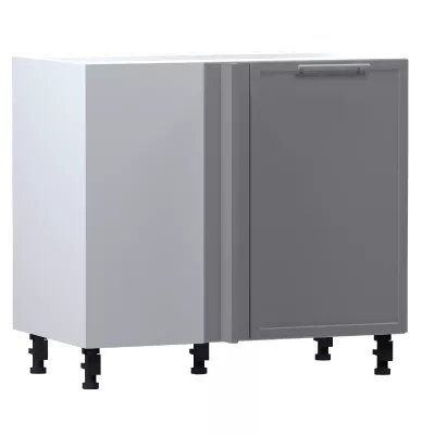 Bővített sarokszekrény ARACY - szélesség 110 cm, szürke / fehér, lábak 10 cm, bal oldali