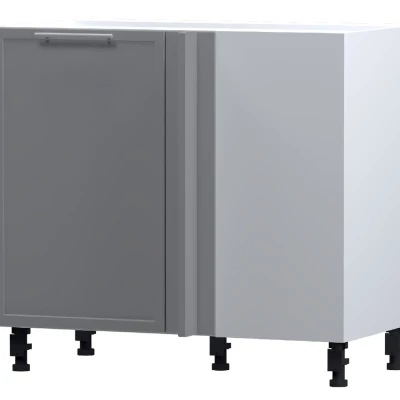 Bővített sarokszekrény ARACY - szélesség 110 cm, szürke / fehér, lábak 10 cm, jobb oldali