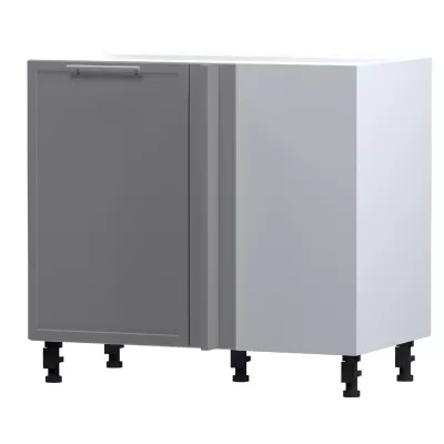 Bővített sarokszekrény ARACY - szélesség 110 cm, szürke / fehér, lábak 15 cm, jobb oldali