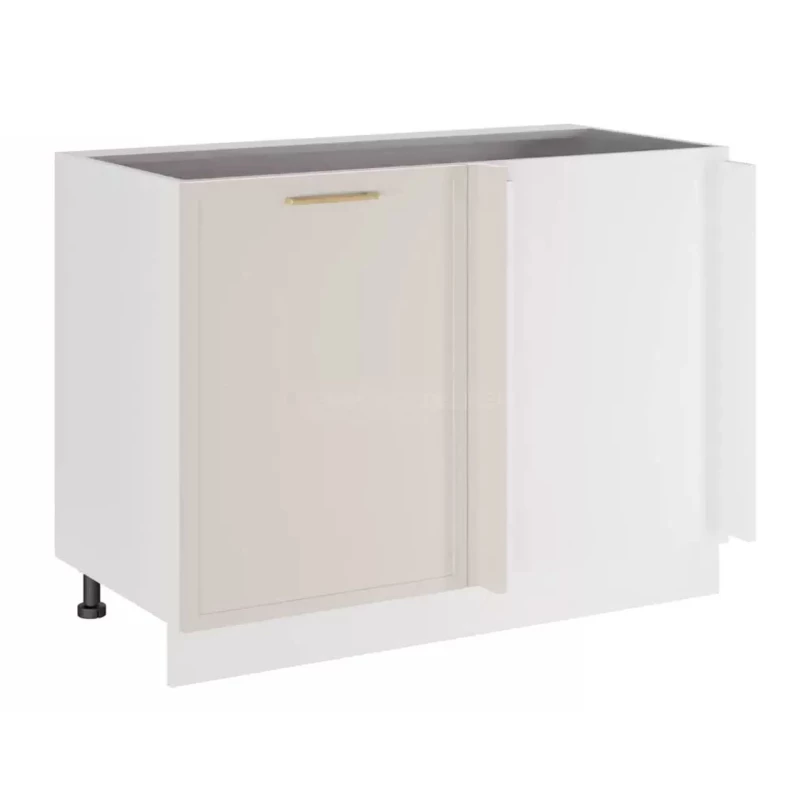 Bővített sarokszekrény ARACY - szélesség 110 cm, fehér, lábak 10 cm, jobb oldali