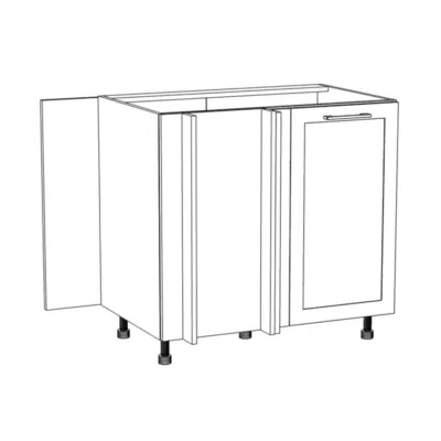 Bővített sarokszekrény ARACY konyhaszigethez - szélesség 105 cm, fehér, lábak 10 cm, bal oldali