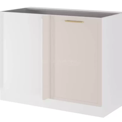 Bővített sarokszekrény ARACY konyhaszigethez - szélesség 105 cm, fehér, lábak 10 cm, bal oldali