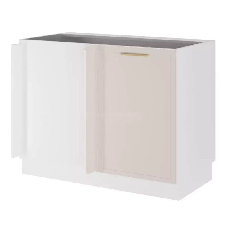 Bővített sarokszekrény ARACY konyhaszigethez - szélesség 105 cm, fehér, lábak 15 cm, bal oldali